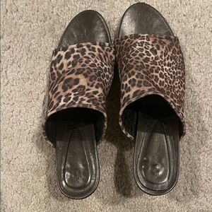 Donald J. Pliner Leopard-Print Slide Mules in Brown and Black
